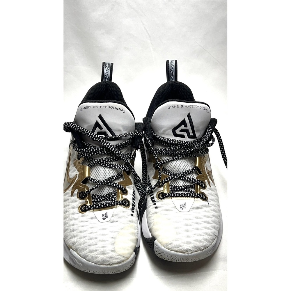 Nike Giannis Immortality Men's Basketball Sneakers White Gold Black Mesh Low Top